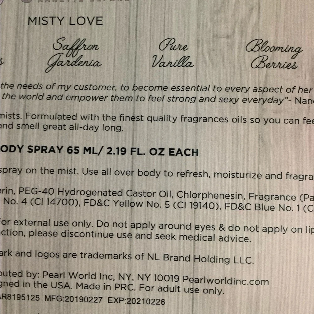 NANETTE‎ LEPORE MISTY LOVE BODY SPRAYS